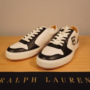 Ralph Lauren Jinett Colour-Blocked Low-Top Trainer Calfskin Goat Suede Size 38